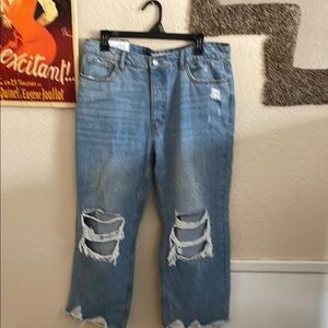 Vanilla Star Light Blue Distressed Flare Jeans